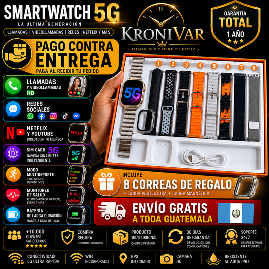 ⌚ RELOJ INTELIGENTE 2026 - UN POTENTE MINI CELULAR EN TU MUÑECA CON DOBLE CÁMARA Y SIM CARD + 8 CORREAS DE REGALO! 🎁